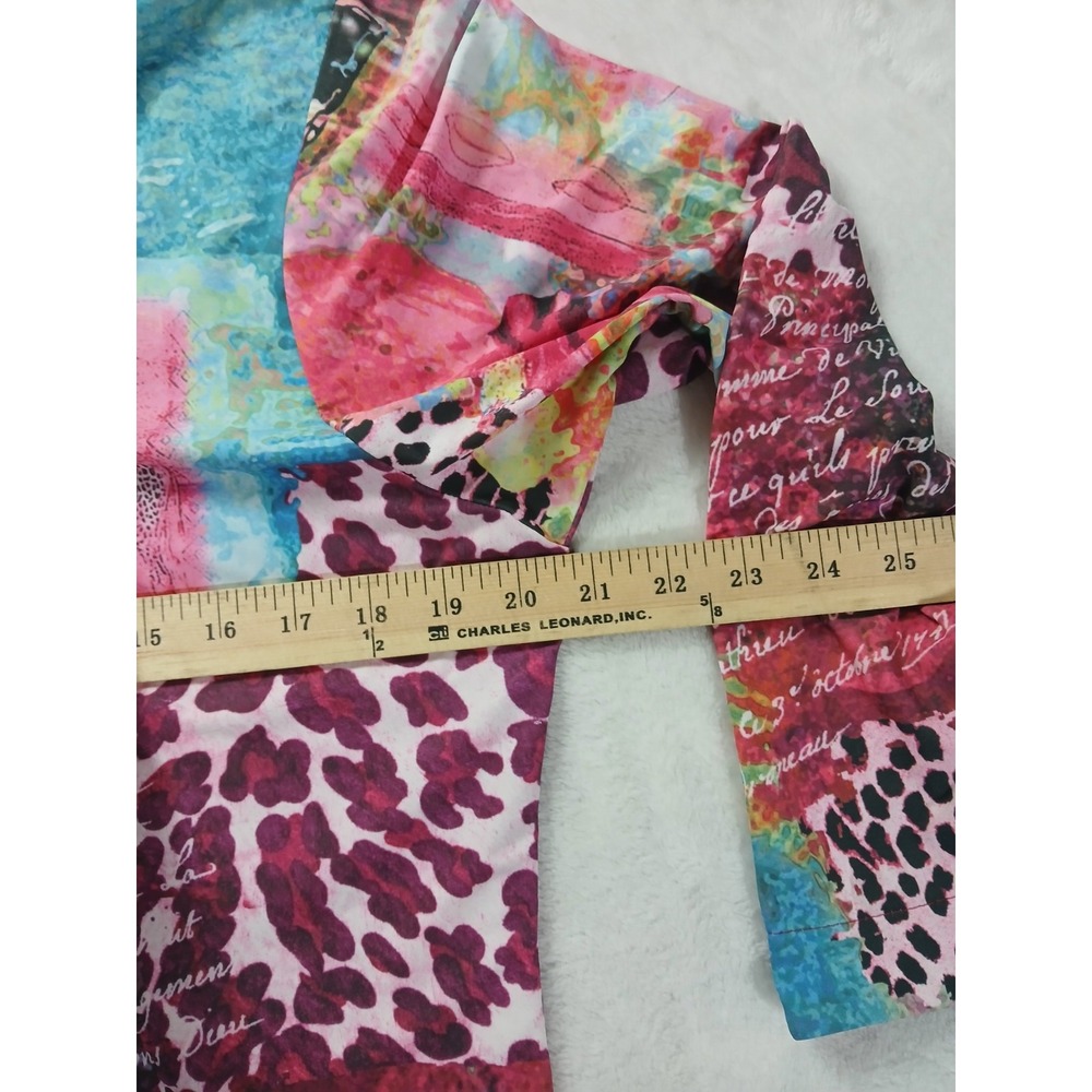 Mesmerize Boho Chic Womens Patchwork Floral Animal Print 3/4 Sleeve V-Neck Sz XL - Picture 6 of 8